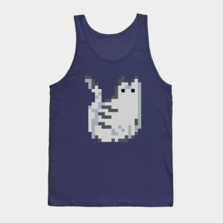 Cat Pixel Art - grey teal Tank Top